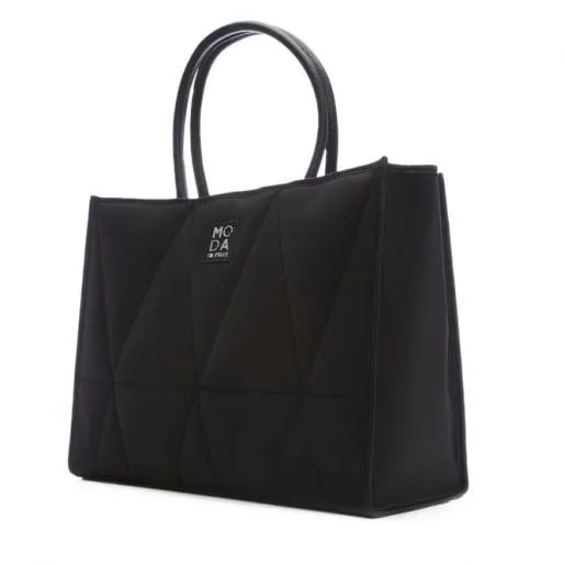 Prita Bag Black Textile Women Moda In Pelle Tote Bags