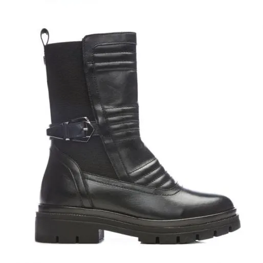 Raelyn Black Leather Women Moda In Pelle Black Boots