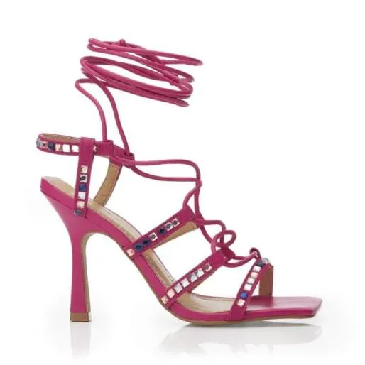 Roccoco Fuschia Leather Women Moda In Pelle Heeled Sandals