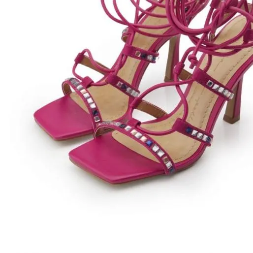 Roccoco Fuschia Leather Women Moda In Pelle Heeled Sandals Roccoco Fuschia Leather Women Moda In Pelle Heeled Sandals
