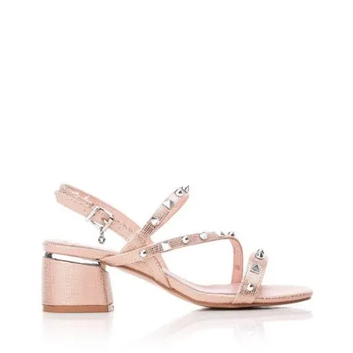 Roselle Rose Gold Metallic Women Moda In Pelle Heeled Sandals