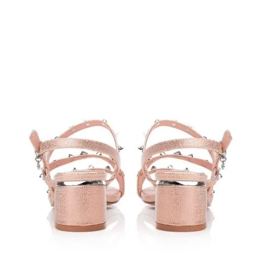 Roselle Rose Gold Metallic Women Moda In Pelle Heeled Sandals