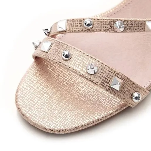 Roselle Rose Gold Metallic Women Moda In Pelle Heeled Sandals