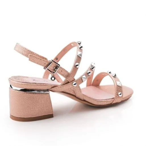 Roselle Rose Gold Metallic Women Moda In Pelle Heeled Sandals