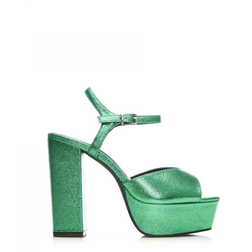 Roubie Green Metallic Women Moda In Pelle High Heel Shoes