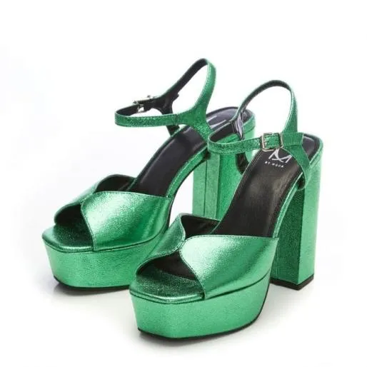 Roubie Green Metallic Women Moda In Pelle High Heel Shoes