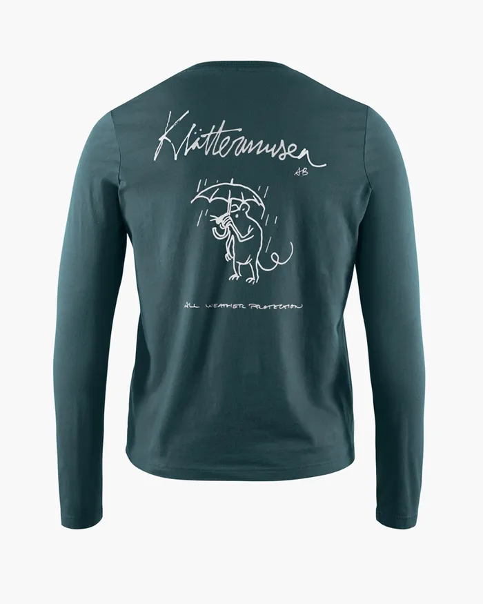 Runa Rain Mouse Organic Cotton Long Sleeve Tee Dark Deep Sea Women Klttermusen TShirts