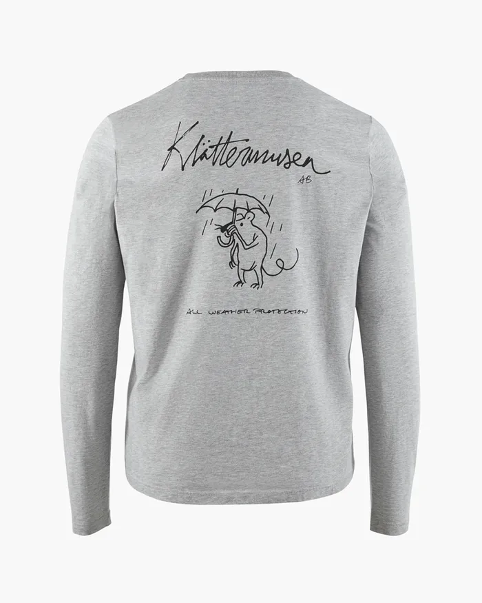 Runa Rain Mouse Organic Cotton Long Sleeve Tee Grey Melange Women Klttermusen TShirts