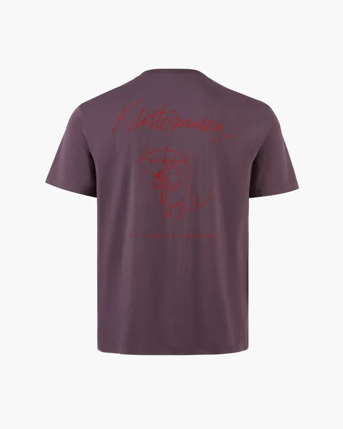 Runa Rain Mouse Organic Cotton Short Sleeve Tee Black Plum Men Klttermusen TShirts