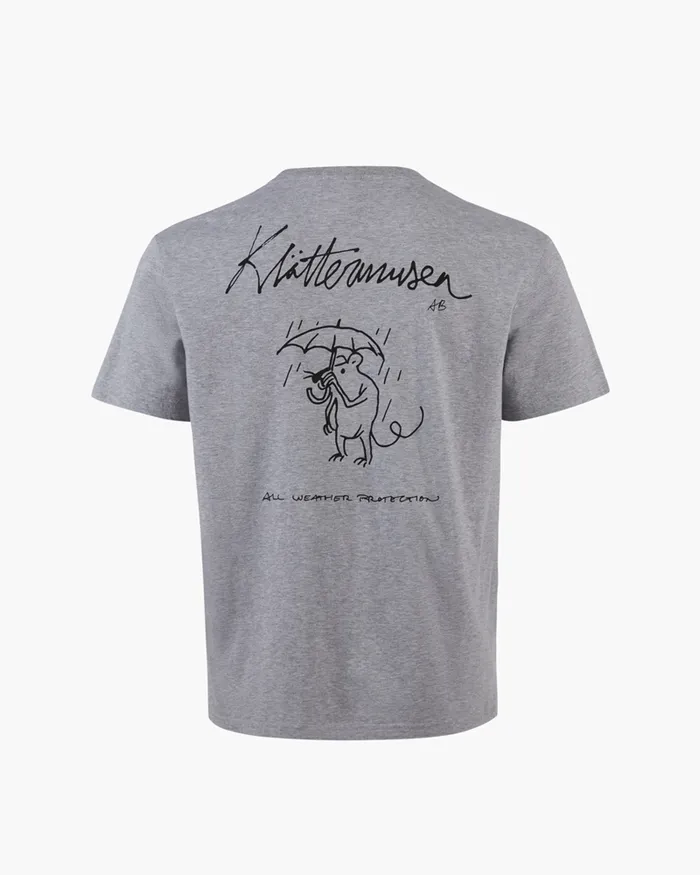 Runa Rain Mouse Organic Cotton Short Sleeve Tee Grey Melange Men Klttermusen TShirts