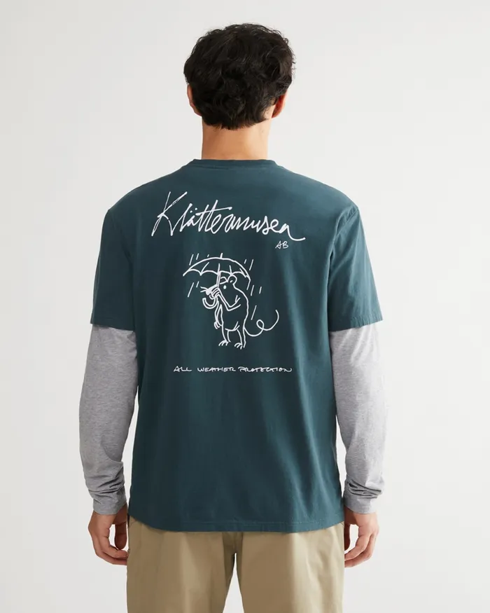 Runa Rain Mouse Organic Cotton Short Sleeve Tee Grey Melange Men Klttermusen TShirts