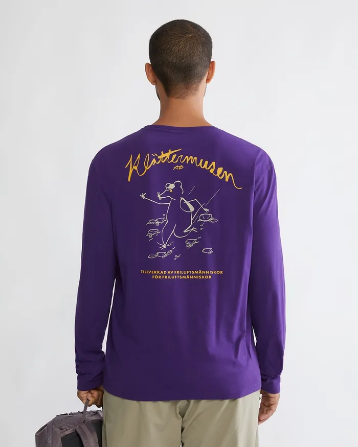 Runa Scrambling Organic Cotton Long Sleeve Tee Purple Men Klttermusen TShirts
