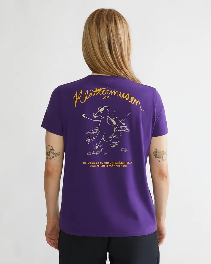 Runa Scrambling Organic Cotton Short Sleeve Tee Grey Melange Women Klttermusen TShirts