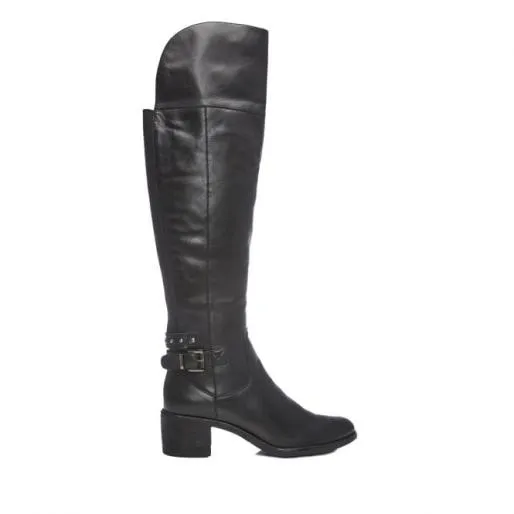 Sabria Black Leather Women Moda In Pelle Black Boots