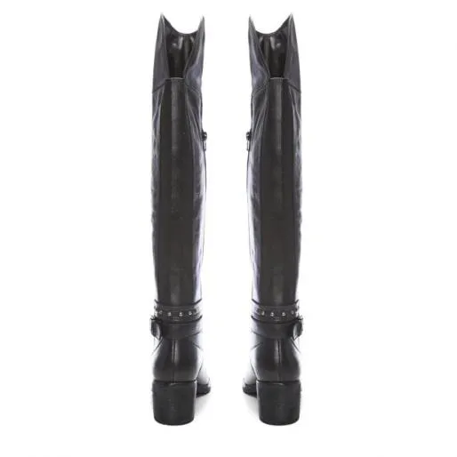 Sabria Black Leather Women Moda In Pelle Black Boots Sabria Black Leather Women Moda In Pelle Black Boots