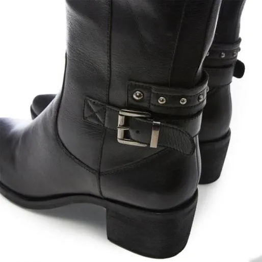 Sabria Black Leather Women Moda In Pelle Black Boots Sabria Black Leather Women Moda In Pelle Black Boots