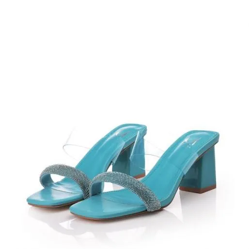 Salina Aqua Blue Porvair Women Moda In Pelle Heeled Sandals Salina Aqua Blue Porvair Women Moda In Pelle Heeled Sandals