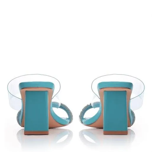 Salina Aqua Blue Porvair Women Moda In Pelle Heeled Sandals Salina Aqua Blue Porvair Women Moda In Pelle Heeled Sandals