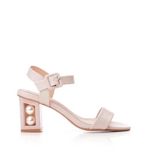 Sandypearl Nude Porvair Women Moda In Pelle Heeled Sandals