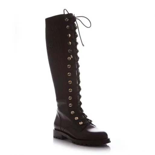 Sanoma Black Leather Women Moda In Pelle All Long Boots