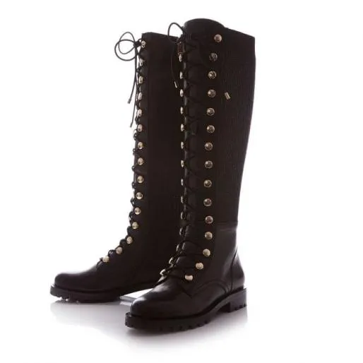 Sanoma Black Leather Women Moda In Pelle All Long Boots