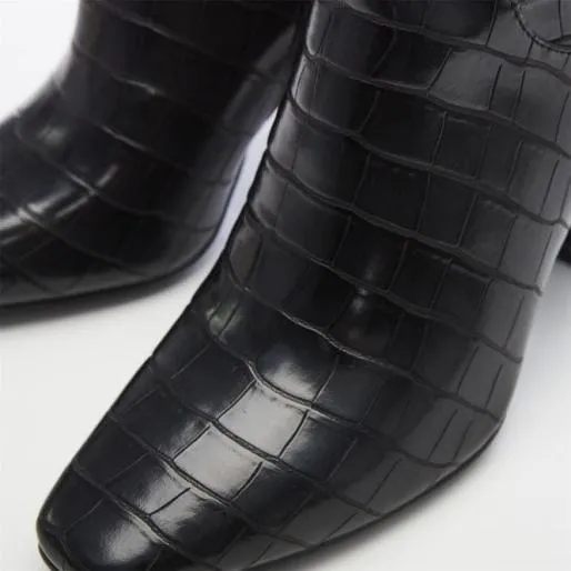 Sarisa Black Patent Mocc Croc Women Moda In Pelle Knee High Boots Sarisa Black Patent Mocc Croc Women Moda In Pelle Knee High Boots