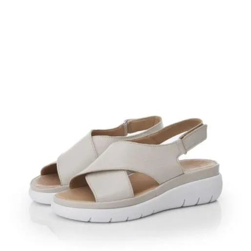 Sarita Off White Leather Women Moda In Pelle Wedge Sandals Sarita Off White Leather Women Moda In Pelle Wedge Sandals