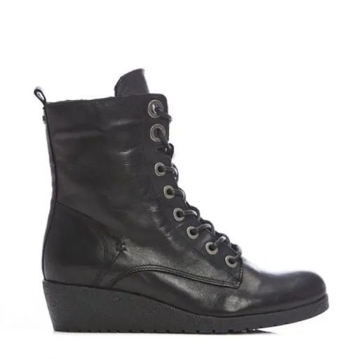 Selby Black Leather Women Moda In Pelle Ankle Boots