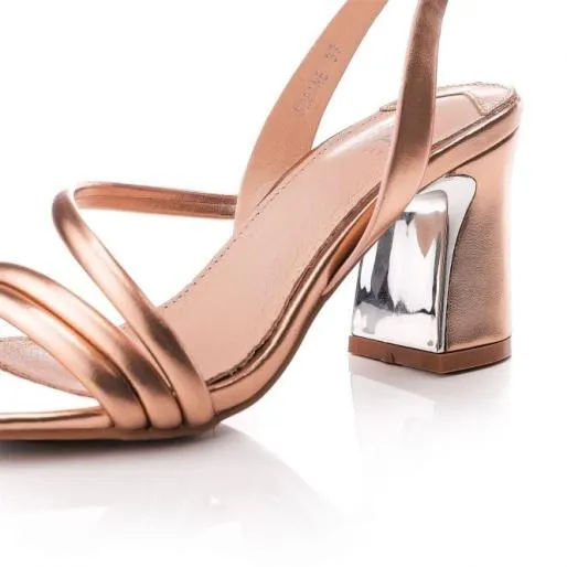 Serine Rose Gold Metallic Women Moda In Pelle Heeled Sandals Serine Rose Gold Metallic Women Moda In Pelle Heeled Sandals