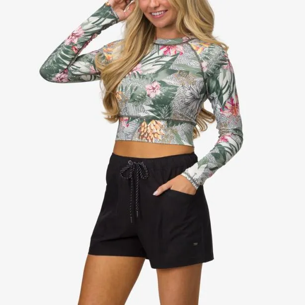 Sets Women REEF Crest Crop Long Sleeve Surf Shirt Wild Side