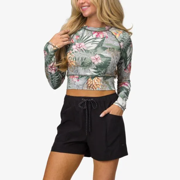 Sets Women REEF Crest Crop Long Sleeve Surf Shirt Wild Side