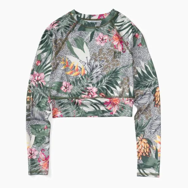 Sets Women REEF Crest Crop Long Sleeve Surf Shirt Wild Side