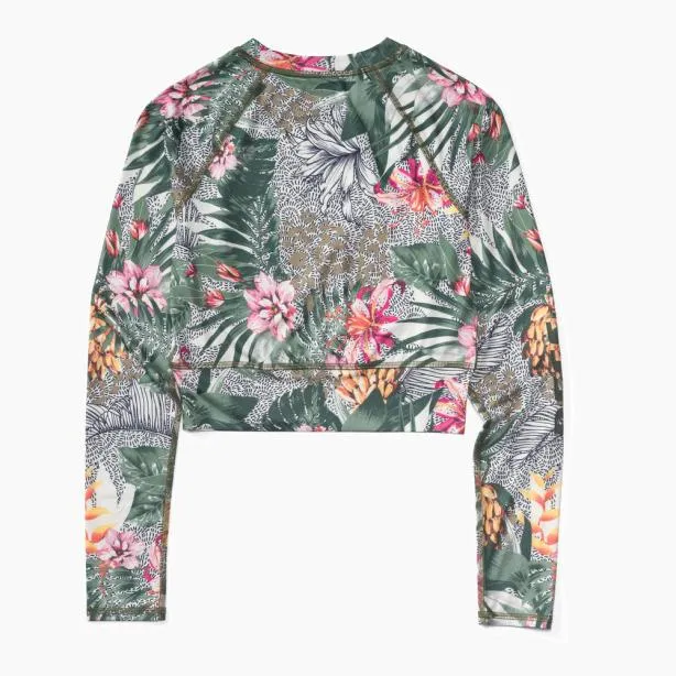Sets Women REEF Crest Crop Long Sleeve Surf Shirt Wild Side