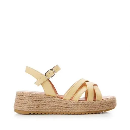 Sh Abrielle Lemon Leather Women Moda In Pelle Wedge Sandals Sh Abrielle Lemon Leather Women Moda In Pelle Wedge Sandals