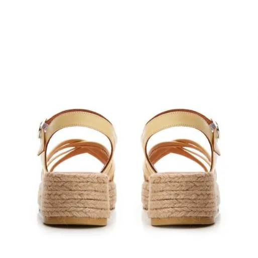 Sh Abrielle Lemon Leather Women Moda In Pelle Wedge Sandals Sh Abrielle Lemon Leather Women Moda In Pelle Wedge Sandals