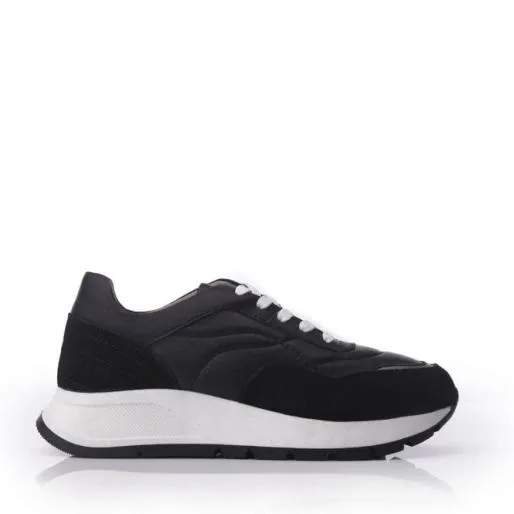 Sh Adaggio Black Leather Women Moda In Pelle Casual Shoes And Trainers