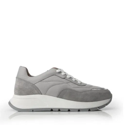 Sh Adaggio Grey Leather Women Moda In Pelle Casual Shoes And Trainers