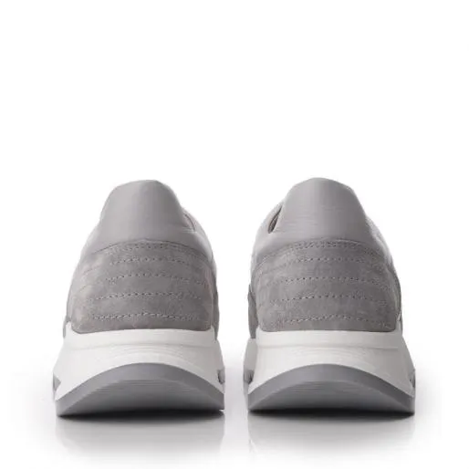 Sh Adaggio Grey Leather Women Moda In Pelle Casual Shoes And Trainers