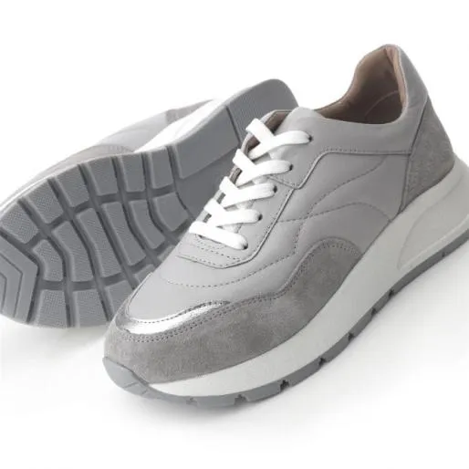 Sh Adaggio Grey Leather Women Moda In Pelle Casual Shoes And Trainers