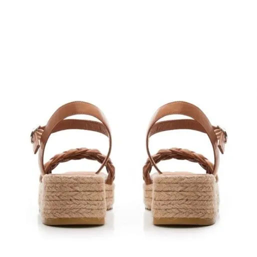 Sh Adrienne Tan Leather Women Moda In Pelle Wedge Sandals Sh Adrienne Tan Leather Women Moda In Pelle Wedge Sandals
