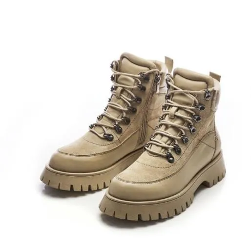 Sh Anello Beige Leather Women Moda In Pelle Ankle Boots Sh Anello Beige Leather Women Moda In Pelle Ankle Boots