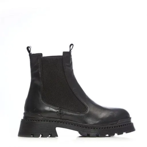 Sh Anika Black Leather Women Moda In Pelle Leather Boots