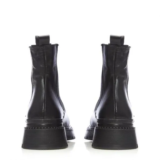 Sh Anika Black Leather Women Moda In Pelle Leather Boots Sh Anika Black Leather Women Moda In Pelle Leather Boots