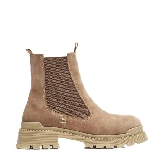 Sh Anika Cream Suede Women Moda In Pelle Ankle Boots