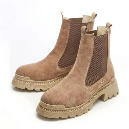 Sh Anika Cream Suede Women Moda In Pelle Ankle Boots