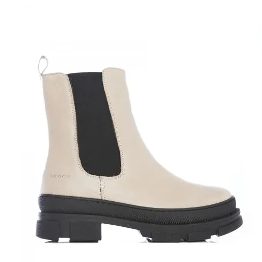 Sh Boulder Cream Leather Women Moda In Pelle Ankle Boots