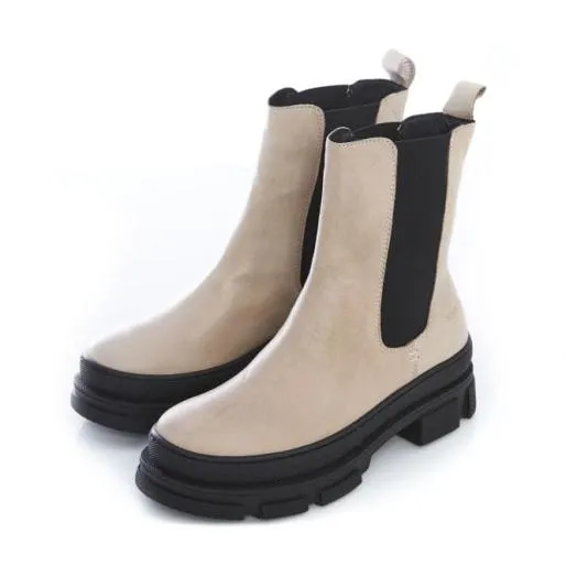 Sh Boulder Cream Leather Women Moda In Pelle Ankle Boots