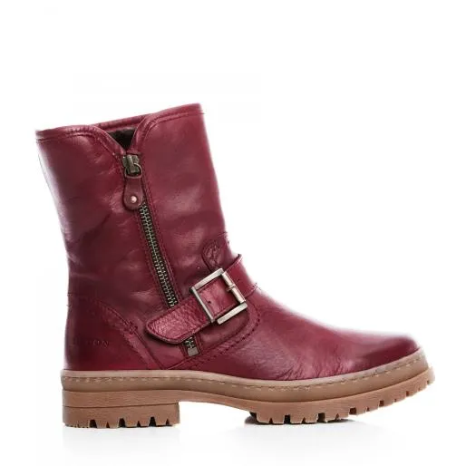 Sh Eifel Burgundy Leather Women Moda In Pelle Ankle Boots