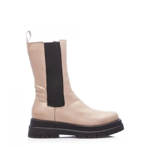 Sh Idiom Cream Leather Women Moda In Pelle Leather Boots