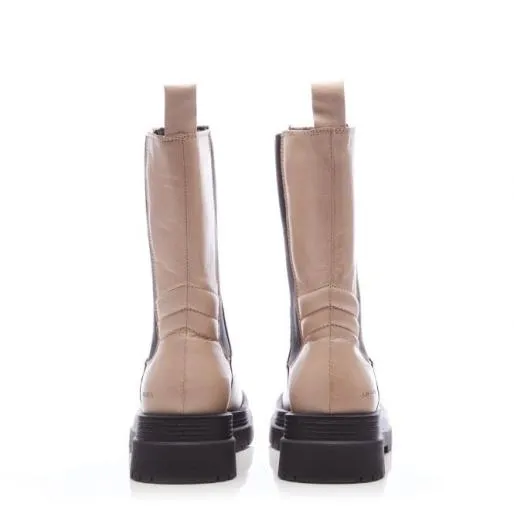 Sh Idiom Cream Leather Women Moda In Pelle Leather Boots